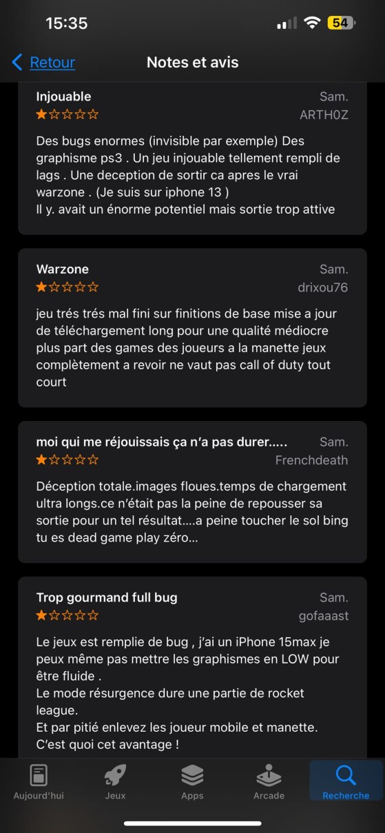 Commentaires sur iOS - Call of Duty : Warzone 2