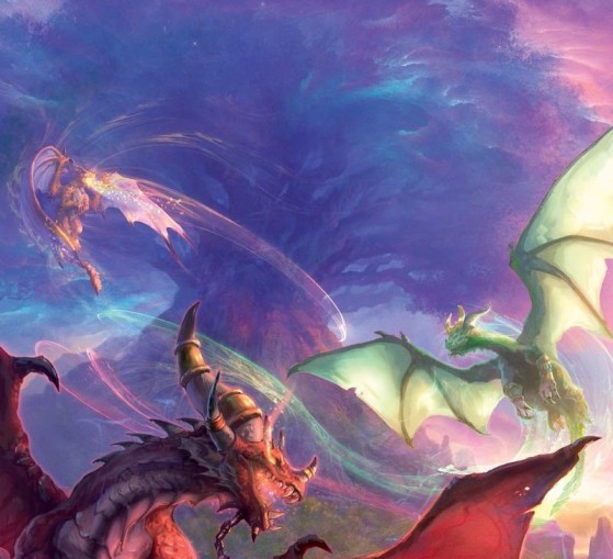 Les Aspects draconiques bénissent l'Arbre-Monde Nordrassil, par Peter C. Lee - World of Warcraft