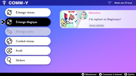 Interface du Comm-Y - Pokémon Épée et Bouclier