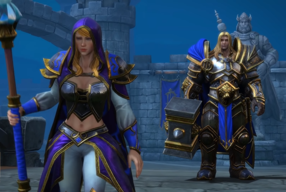 Jaina abandonnant Arthas lorsqu'il décide d'exterminer la population contaminée de Stratholme (source : bande-annonce de l'Epuration de Stratholme pour Warcraft III Reforged) - World of Warcraft