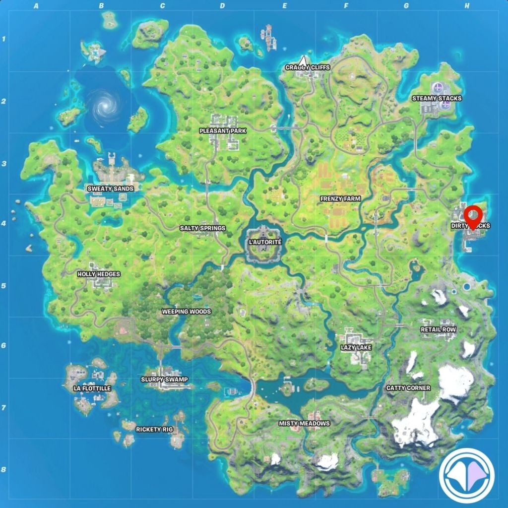 Fortnite détruire des conteneurs maritimes à Dirty Docks, défi saison 3 chapitre 2 Millenium