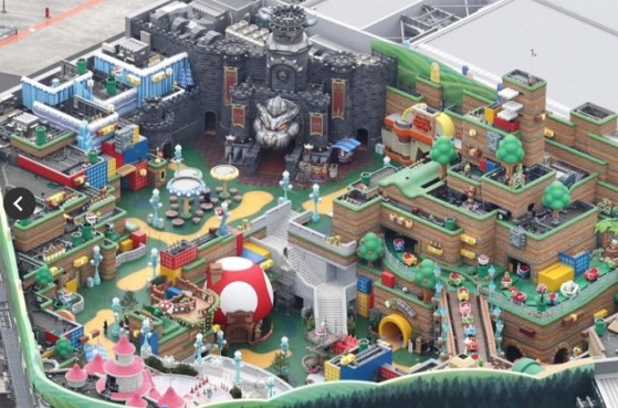 La construction du parc à Osaka / Crédit : The Sankei News - Super Mario