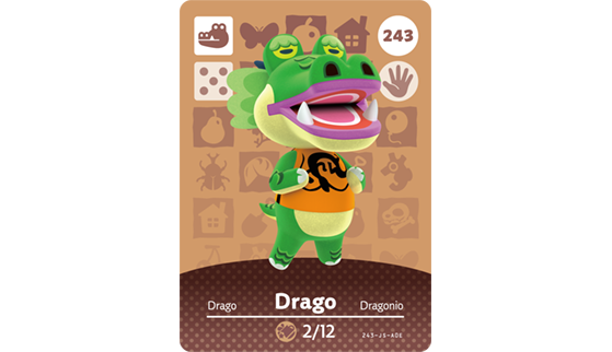Carte Amiibo de Drago - Animal Crossing New Horizons