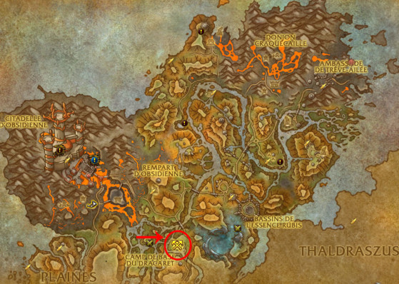 Localisation du Camp de base du Dracaret - World of Warcraft