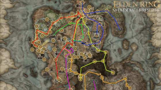 Itinéraires à suivre sur la carte Elden Ring Shadow of the Erdtree : comment atteindre tous les lieux importants ?