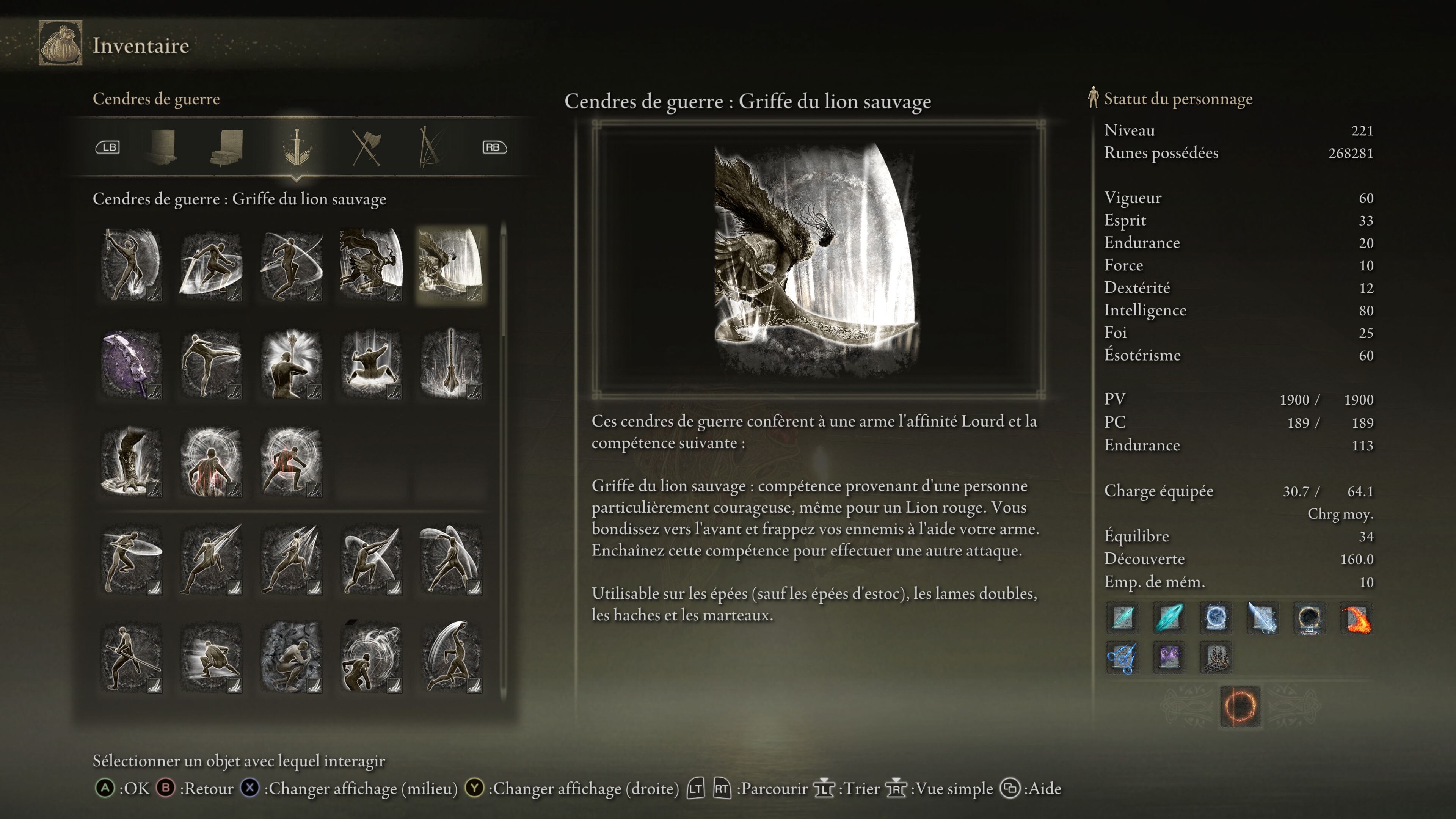 Build Force Arme colossale Griffe du lion Elden Ring Shadow of the Erdtree Sautez sur les boss