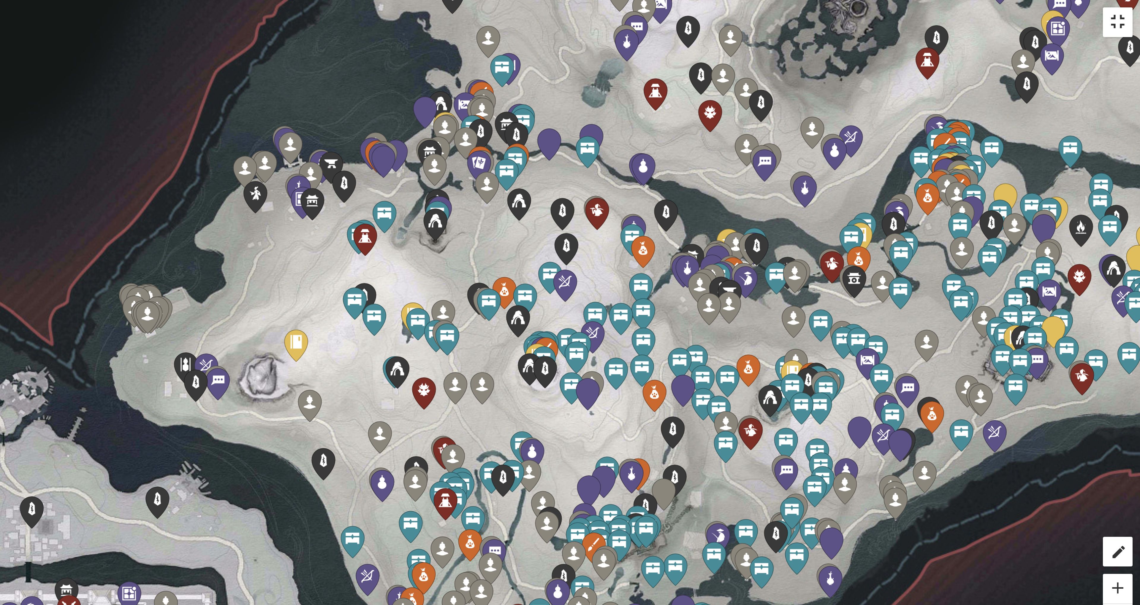 Carte interactive Where Winds Meet : Curiosités, coffres, boss ...