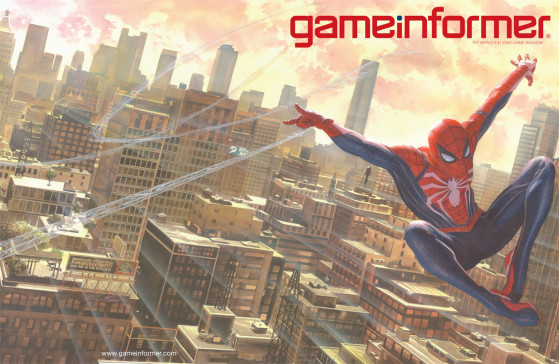 Couverture du numéro de mai du magazine Game Informer, dessinée par Alex Ross - Marvel's Spiderman