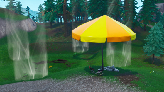 Fortnite : Rebondir sur un parasol de plage géant dans plusieurs parties