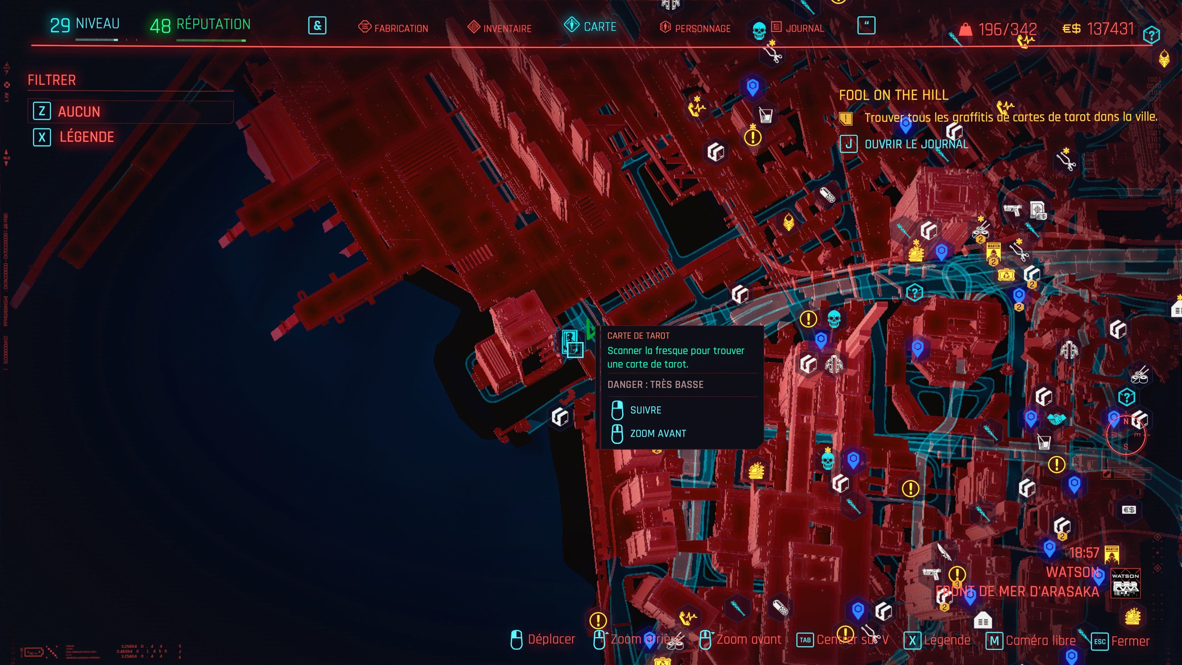 Soluce Cyberpunk 2077 : Position des cartes de tarot - Millenium