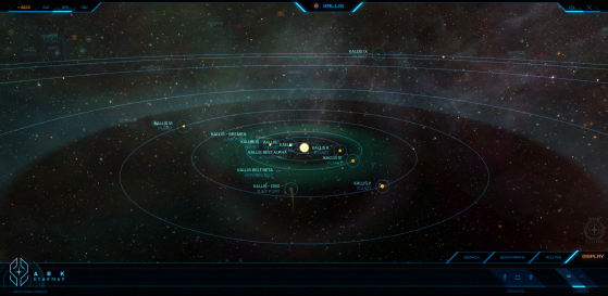 Kallis et ses astres dans la Starmap - Star Citizen