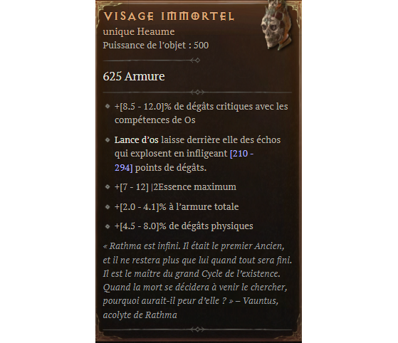 Visage immortel - Diablo IV