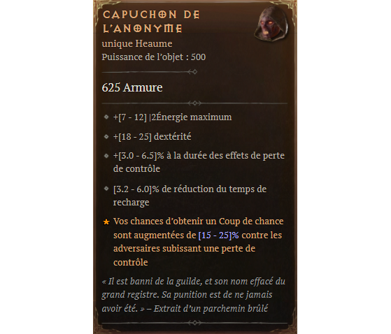Capuchon de l'Anonyme - Diablo IV