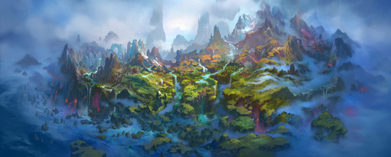 Les îles aux Dragons, concept art pour World of Warcraft: Dragonflight (source : World of Warcraft Dragonflight Reveal - Blizzard Press Center) - World of Warcraft