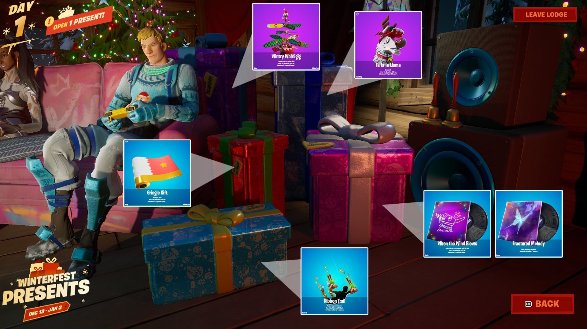 Fortnite Cadeaux hivernaux 2022 : au Chalet douillet, quel objet est