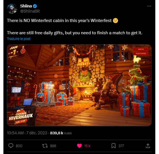Fortnite: où trouver le dernier cadeau du Winterfest dans le jeu