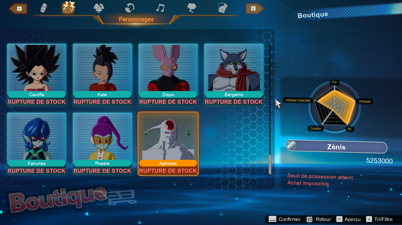 Agnilasa Dragon Ball Sparking Zero Comment débloquer ce personnage ? Millenium