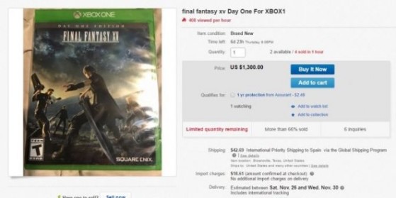 Final Fantasy XV vendu 1300$ sur ebay