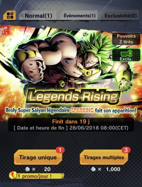 Portail événement 'Legends Rising' - Dragon Ball Legends