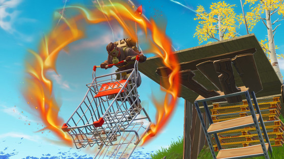 fortnite cercles enflammes defi en chariot et voiture - cercle de feu fortnite