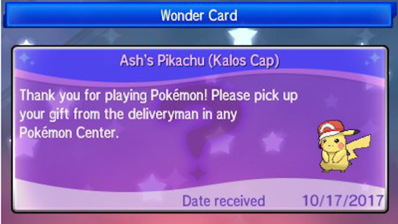 Pokémon USUL : distribution de Pikachu à casquette