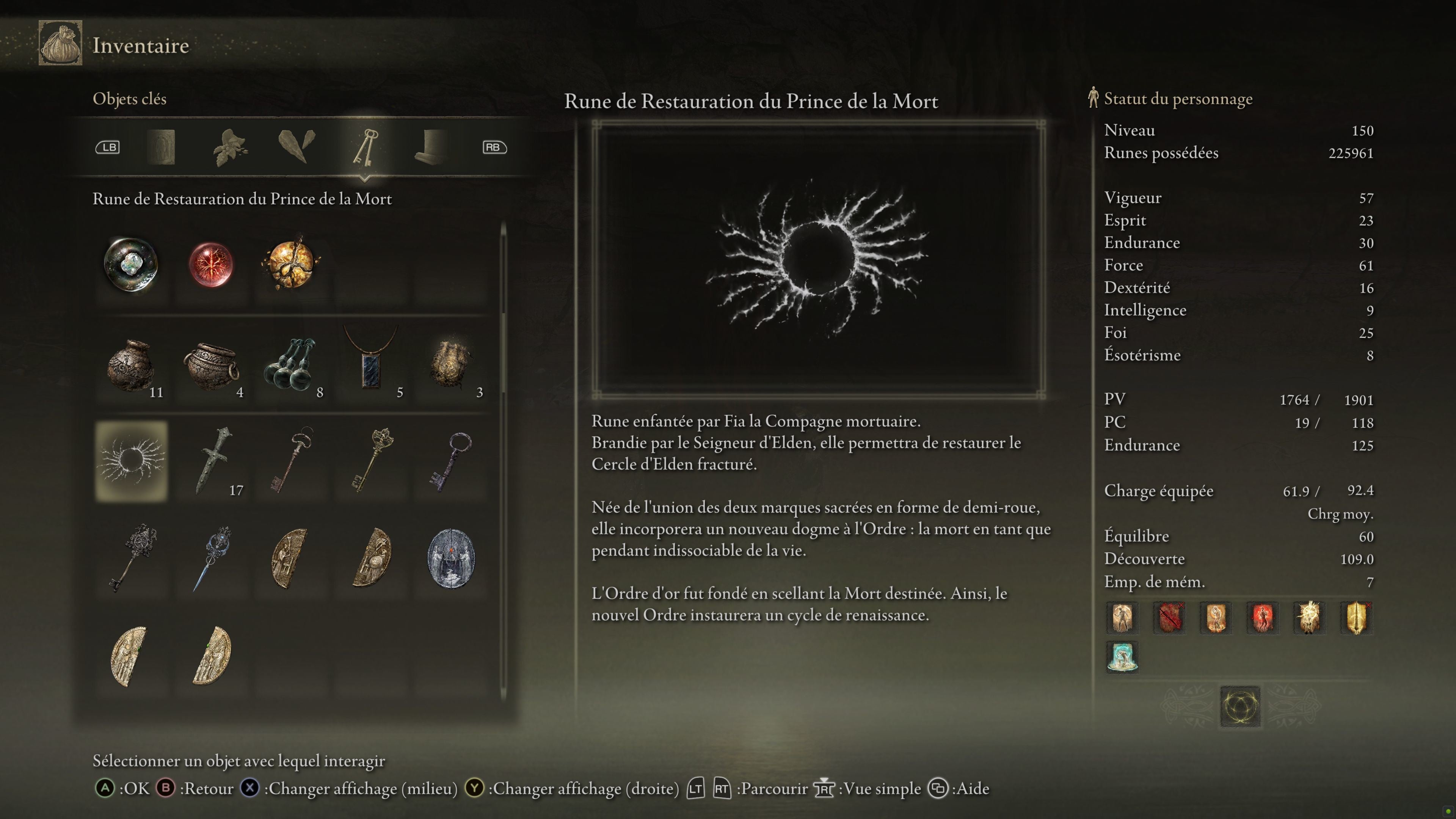 Elden Ring Rune De Restauration Du Prince De La Mort