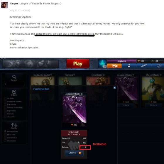 Even the Player Support Team follows this technique - League of Legends