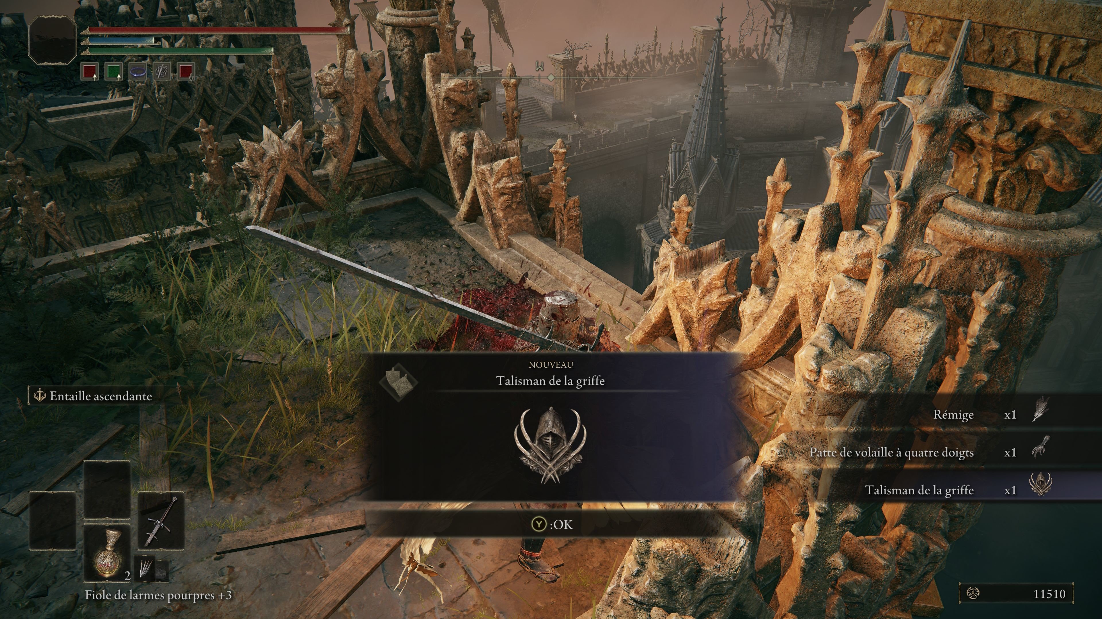 Talisman de la griffe Elden Ring Position, effet, comment l
