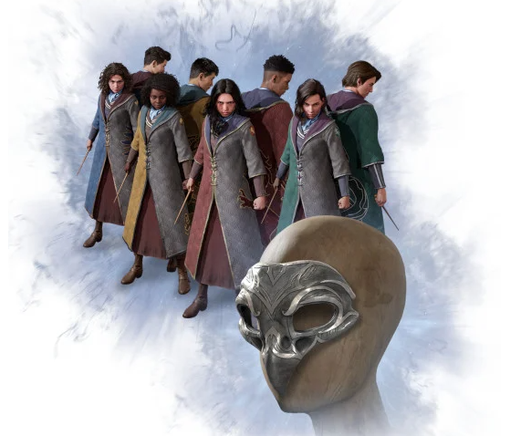 Masque crâne à bec et Tenue d'élève qui soutient sa maison - Hogwarts Legacy : L'Héritage de Poudlard