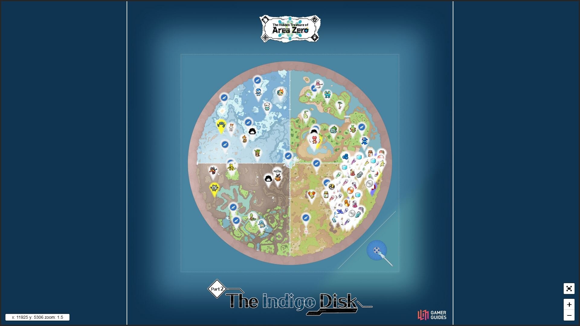 Carte interactive DLC 2 Pokémon Ecarlate et Violet Objets, légendaires... Repérez tout
