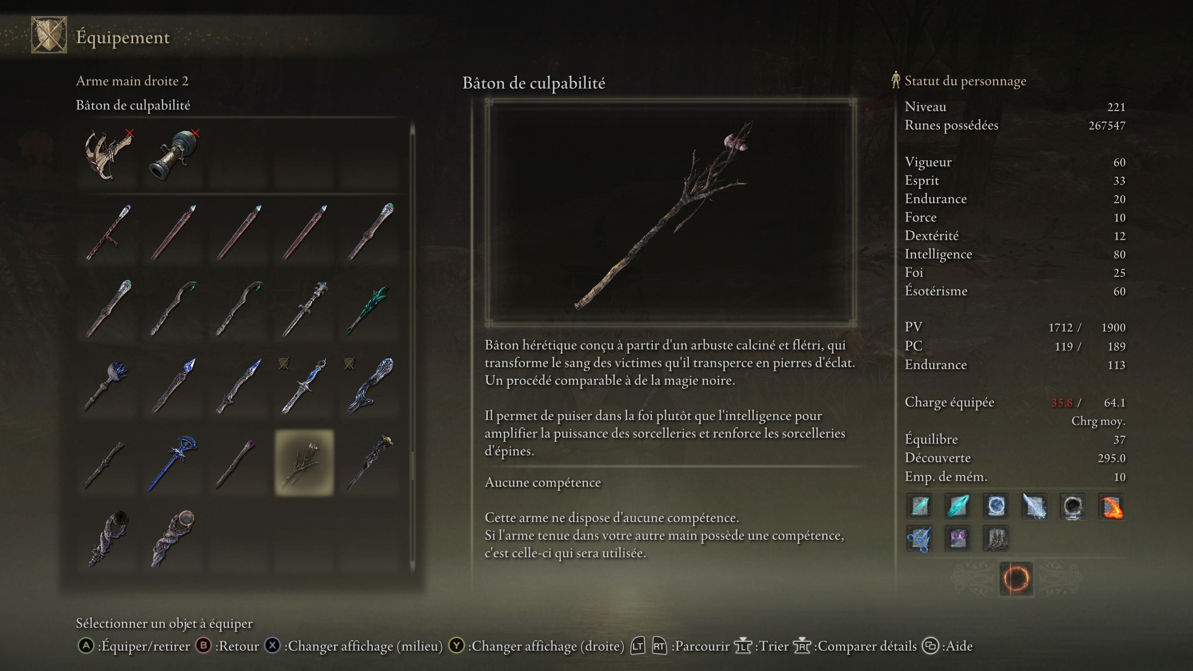 Build Sorcier Épines impénétrables Saignement Elden Ring Shadow of the