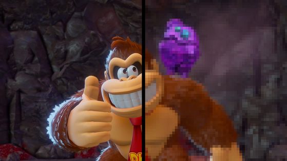 Voici les images comparatives de Donkey Kong Bananza sur Nintendo Switch 1 et 2