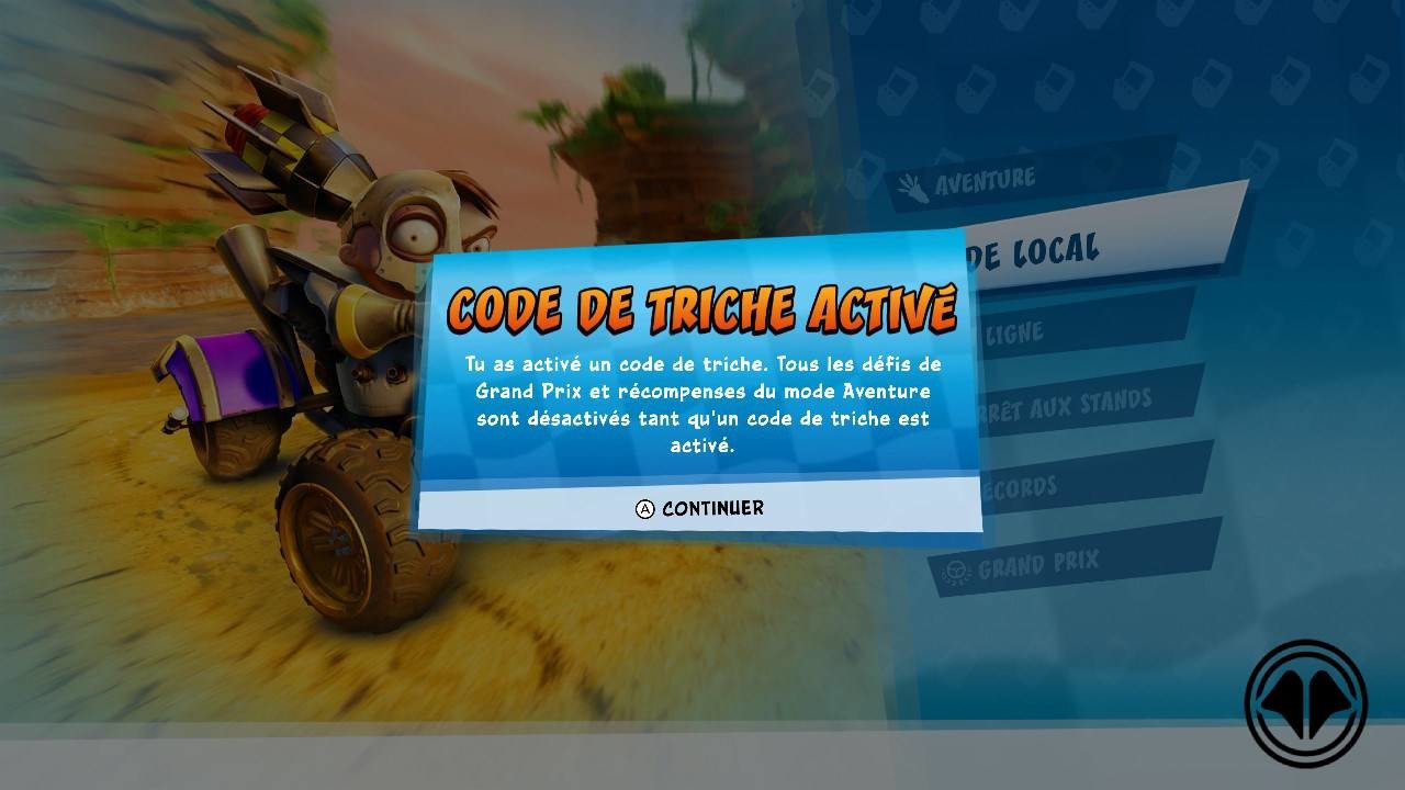Crash Team Racing codes triche PS4 XBOX Switch Millenium