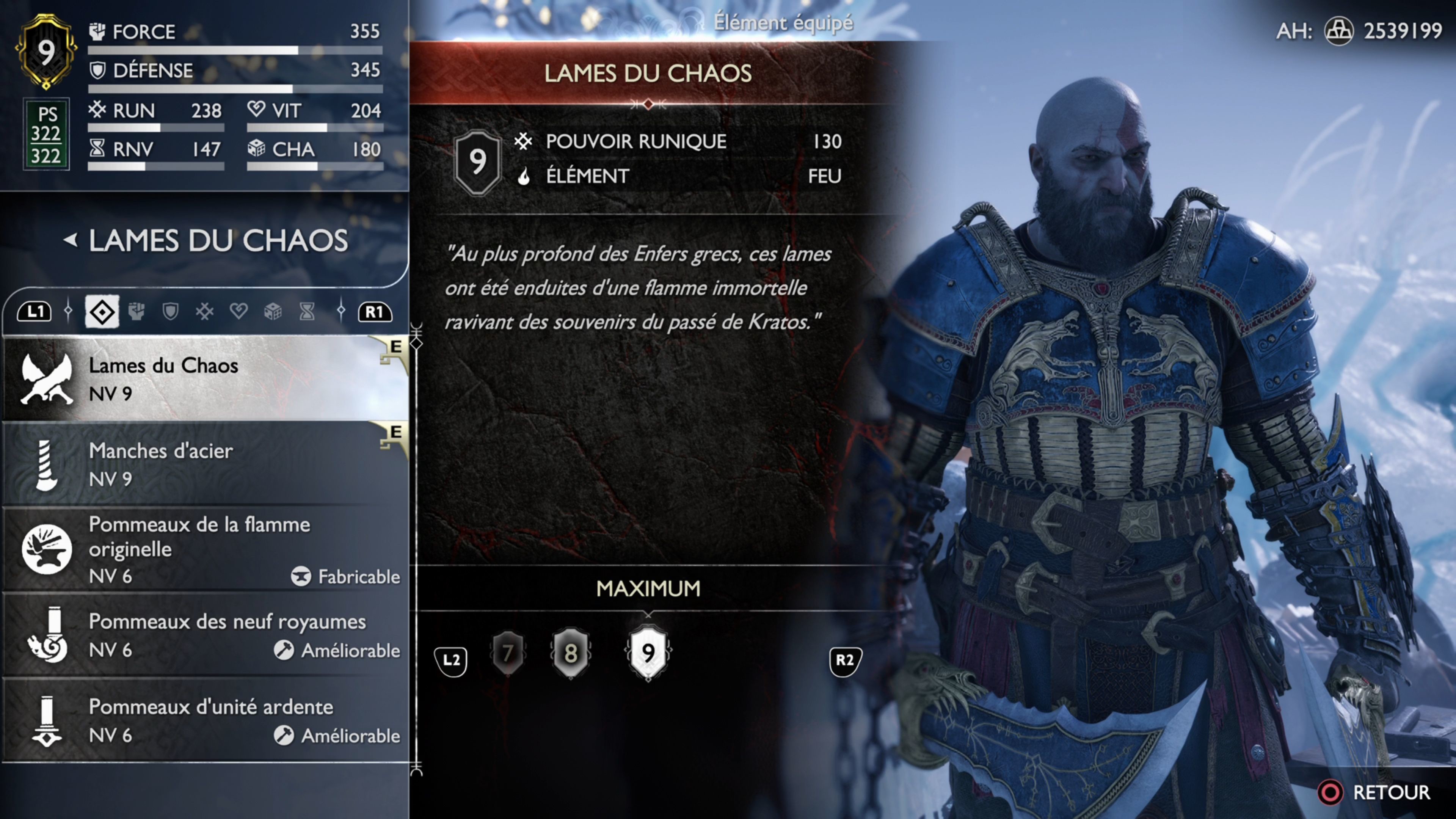 Flamme du chaos Lames du Chaos God of War Ragnarok Où trouver toutes les améliorations