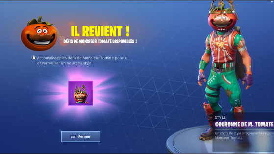 fortnite nouveau skin monsieur tomate defi - skin marshmello fortnite pioche