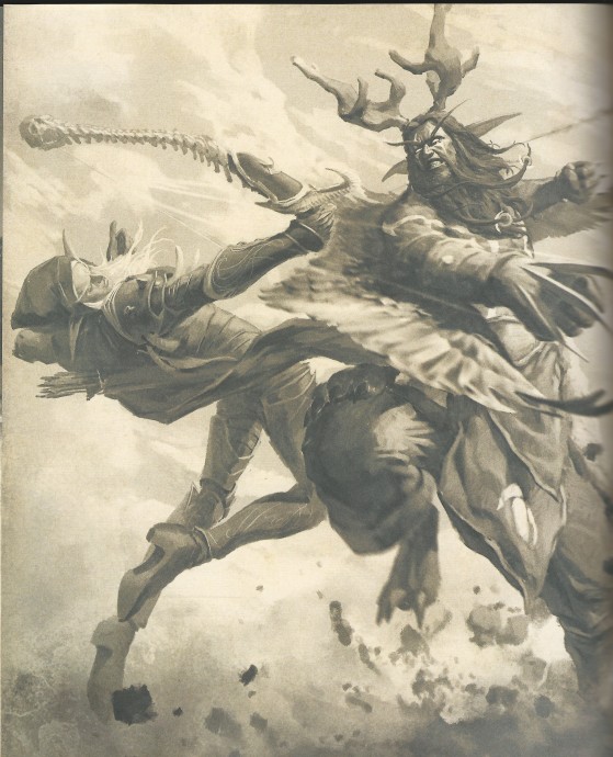 Duel entre Sylvanas et Malfurion, illustration de Stanton Feng - World of Warcraft