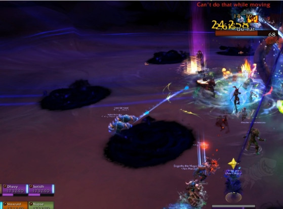 La zone affectée par la Terreur inexplicable, en bleu transparent - World of Warcraft