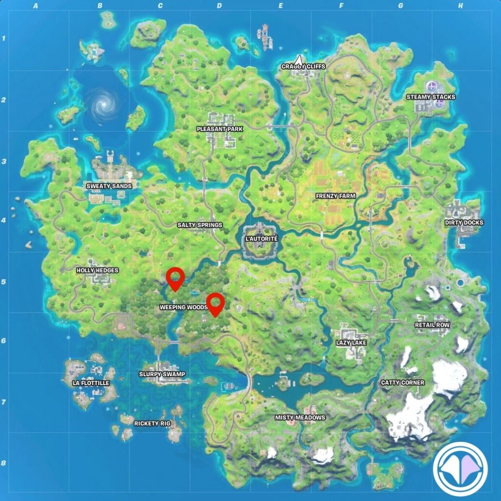 Fortnite Chapitre 3 Saison 2 Map Fortnite : Collecter des lucioles à Weeping Woods, défi saison 3
