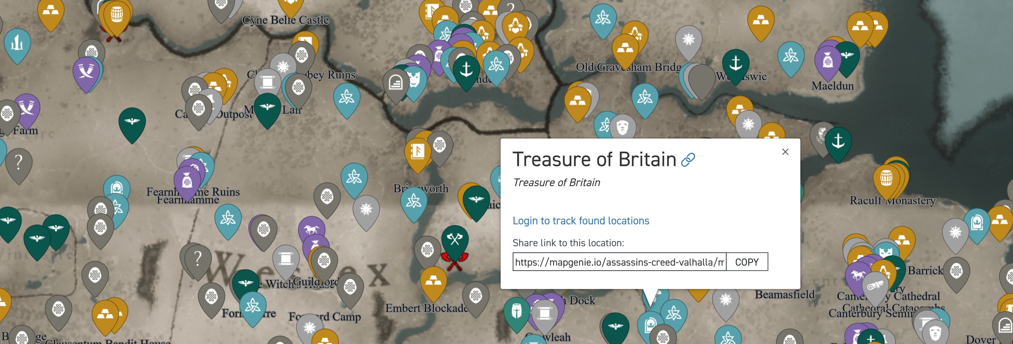 Carte interactive AC Valhalla Armures, armes et lingots en détails