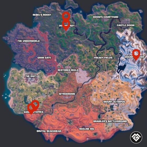 Les plus grandes concentrations de Toilettes sur toute la carte - Fortnite : Battle royale