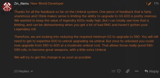 Source forum : [Focus Feedback & Bug Reporting] Umbral System - New World
