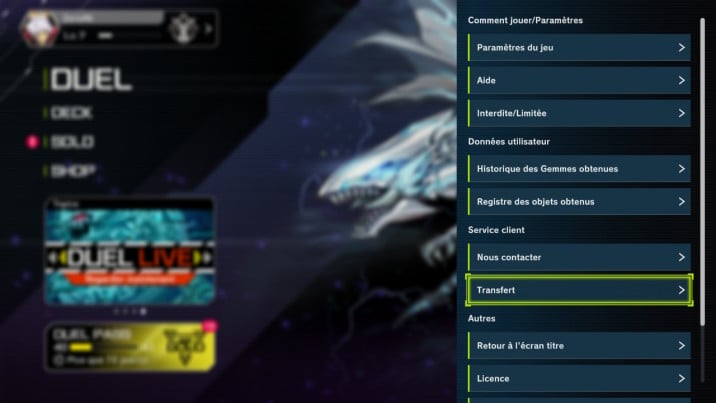 Yu Gi Oh Master Duel Transfert De Donnees