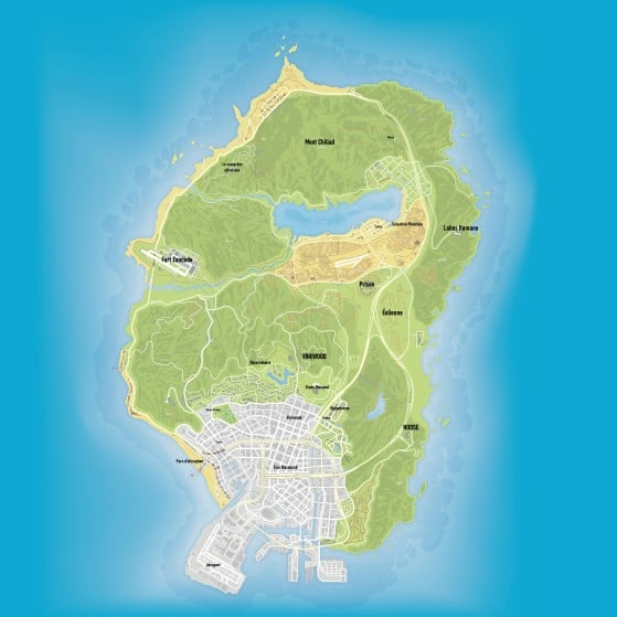 Carte de GTA 5, récap des lieux à visiter - GTA 5