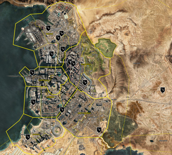 Crédit image : https://maps.piggyback.com/cyberpunk-2077/maps/night-city - Cyberpunk 2077