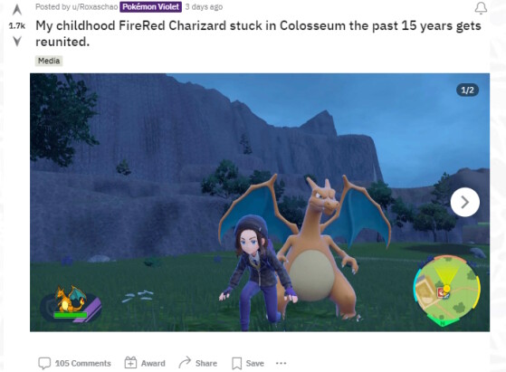 'Réuni avec le Dracaufeu Rouge Feu de mon enfance resté coincé dans le Colisée pendant 15 ans' - Pokémon Écarlate et Violet
