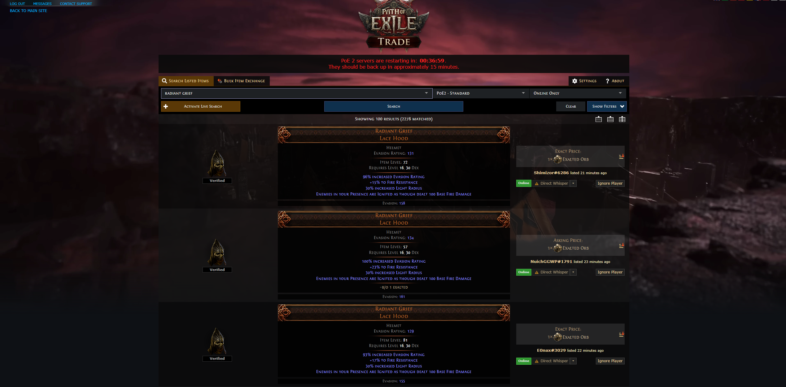 Radiant Grief Path of Exile 2 Où trouver cette capuche en dentelle Unique ? Millenium