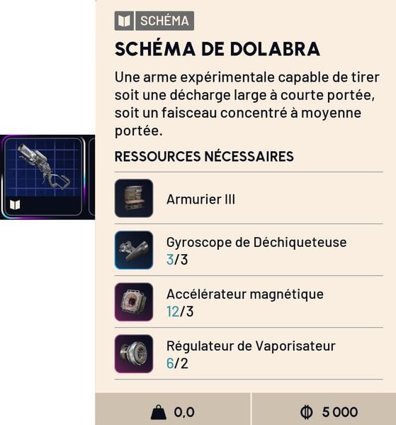 Schéma du Dolabra - Arc Raiders