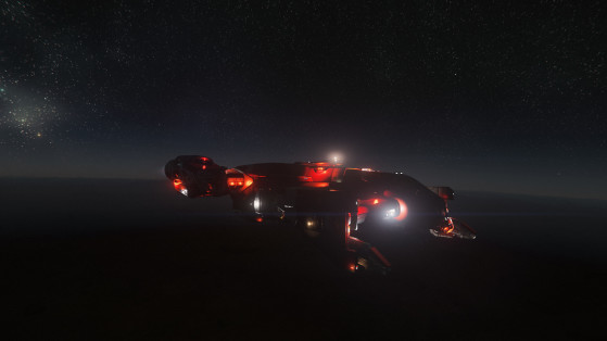 Cutlass red en intervention avec ses éclairages d'avertissement - Star Citizen